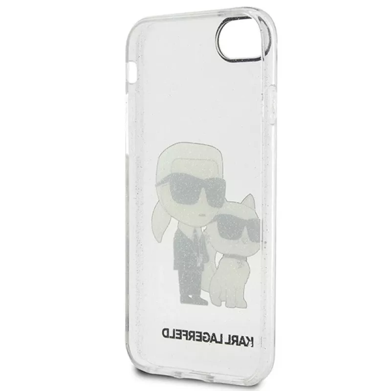 Karl Lagerfeld KLHCI8HNKCTGT iPhone 7/8/SE 2020 / SE 2022 Transparent Hardcase Glitter Karl & Choupette