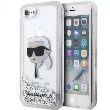 Karl Lagerfeld KLHCI8LNKHCH Hardcase Glitter Karl Head, sidabrinis, skirtas iPhone 7/8/SE 2020/SE 2022