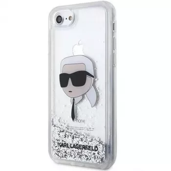 Karl Lagerfeld KLHCI8LNKHCH Hardcase Glitter Karl Head, sidabrinis, skirtas iPhone 7/8/SE 2020/SE 2022