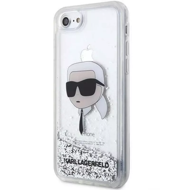 Karl Lagerfeld KLHCI8LNKHCH Hardcase Glitter Karl Head, sidabrinis, skirtas iPhone 7/8/SE 2020/SE 2022