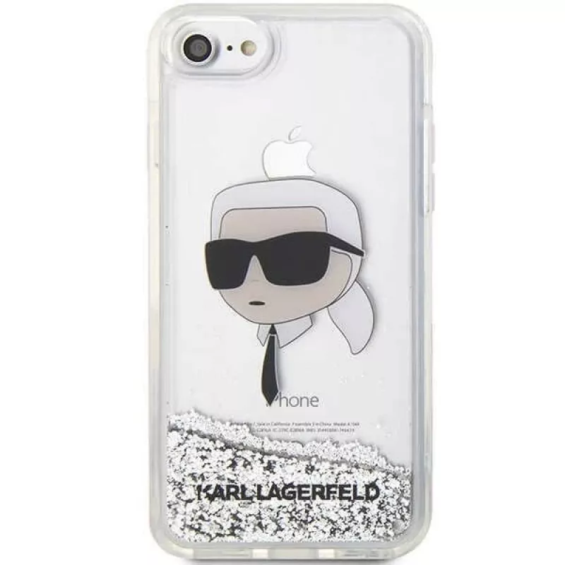 Karl Lagerfeld KLHCI8LNKHCH Hardcase Glitter Karl Head, sidabrinis, skirtas iPhone 7/8/SE 2020/SE 2022