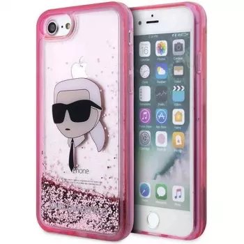 Karl Lagerfeld KLHCI8LNKHCP Hardcase Glitter Karl Head, skirtas iPhone 7/8/SE 2020/SE 2022, rožinė