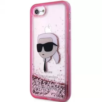 Karl Lagerfeld KLHCI8LNKHCP Hardcase Glitter Karl Head, skirtas iPhone 7/8/SE 2020/SE 2022, rožinė