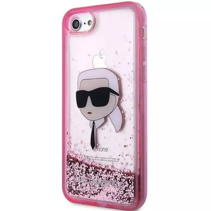 Karl Lagerfeld KLHCI8LNKHCP Hardcase Glitter Karl Head, skirtas iPhone 7/8/SE 2020/SE 2022, rožinė