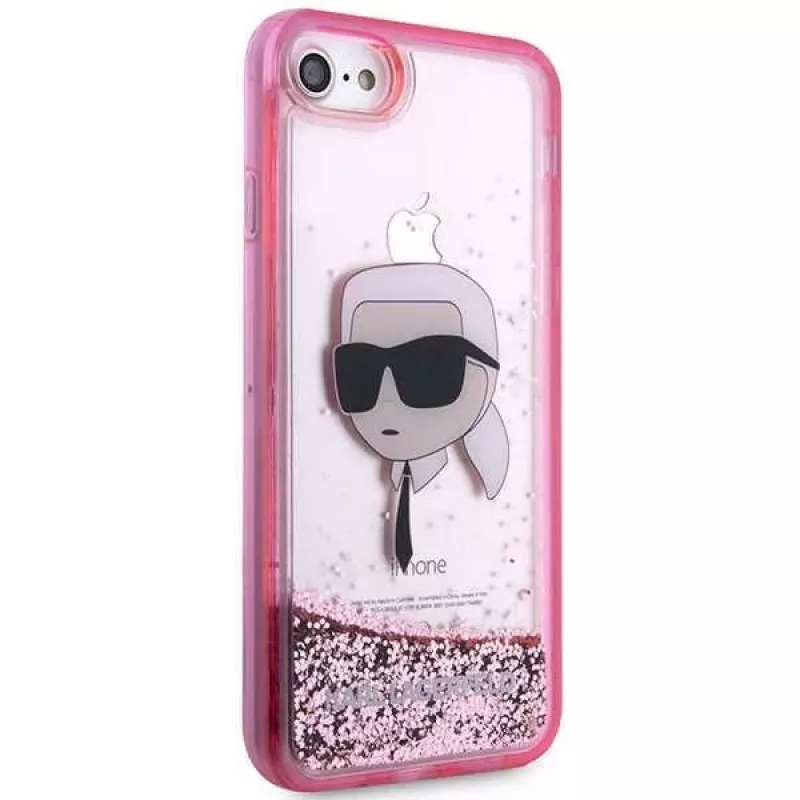 Karl Lagerfeld KLHCI8LNKHCP Hardcase Glitter Karl Head, skirtas iPhone 7/8/SE 2020/SE 2022, rožinė