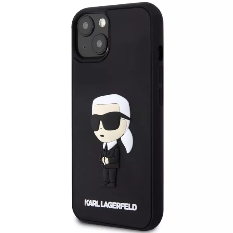 Karl Lagerfeld KLHCP14M3DRKINK Hardcase Rubber Ikonik 3D, skirta iPhone 14 Plus / 15 Plus 6.7, juoda