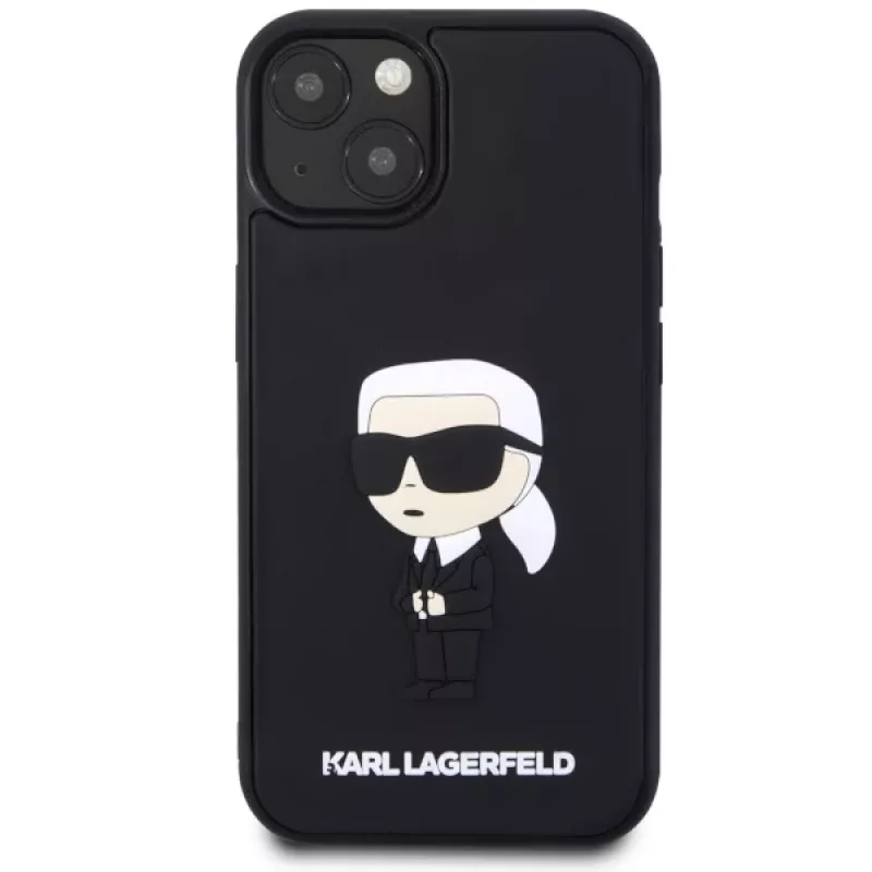 Karl Lagerfeld KLHCP14M3DRKINK Hardcase Rubber Ikonik 3D, skirta iPhone 14 Plus / 15 Plus 6.7, juoda
