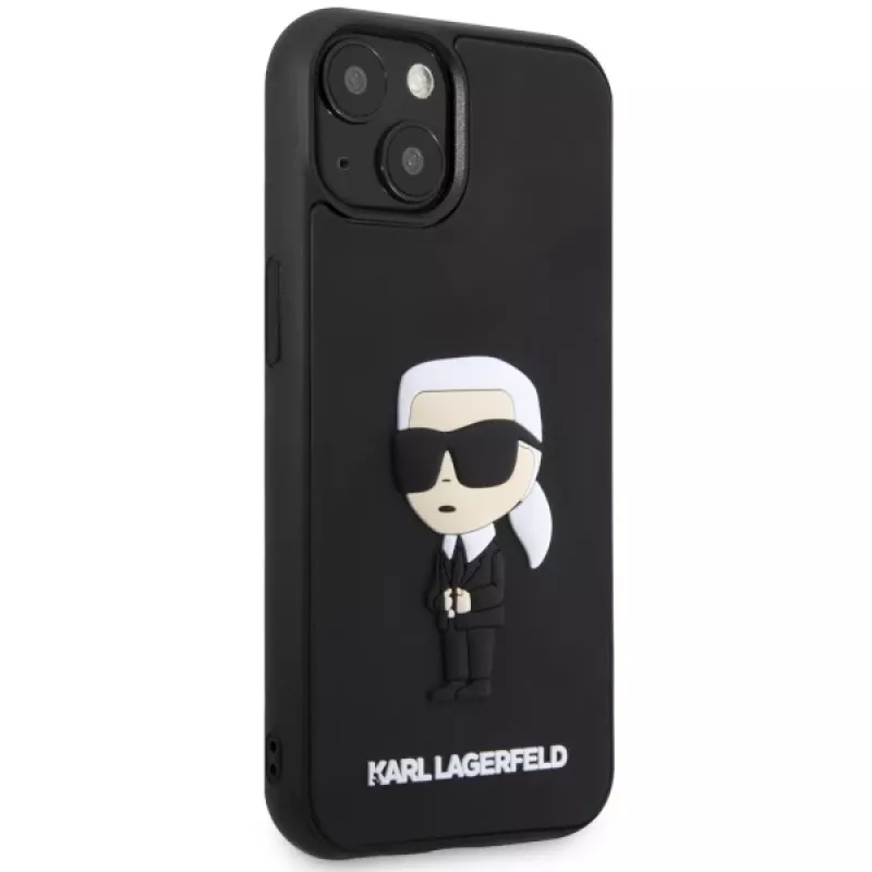 Karl Lagerfeld KLHCP14M3DRKINK Hardcase Rubber Ikonik 3D, skirta iPhone 14 Plus / 15 Plus 6.7, juoda