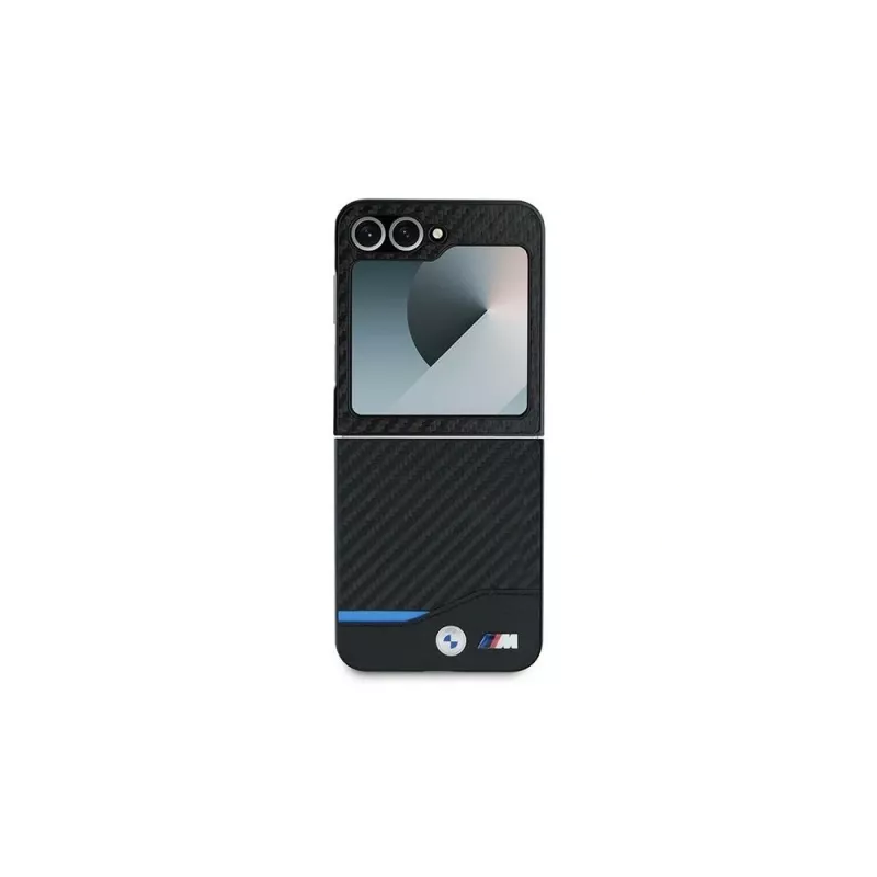 BMW Hardcase Carbon Blue Line, skirtas Samsung Galaxy Z Flip6 / Z Flip7 FE - Juoda