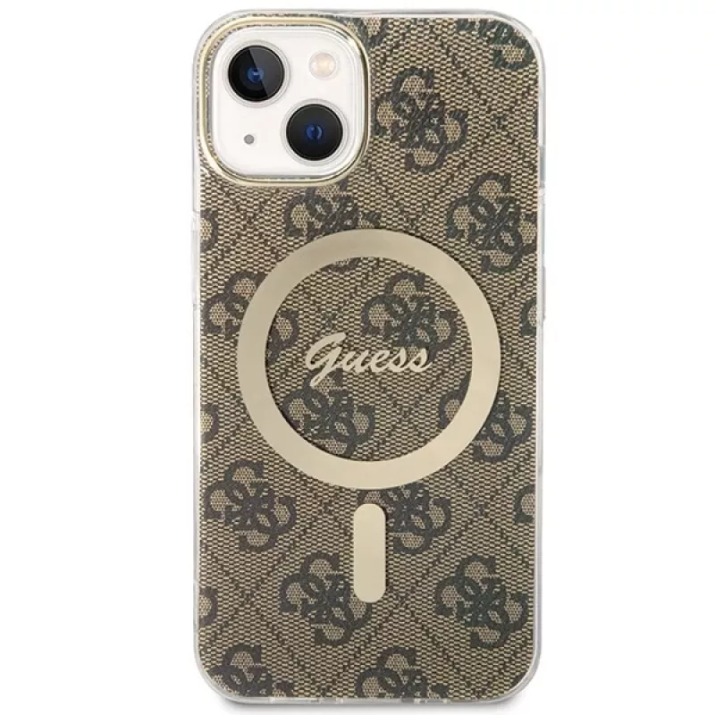 Guess GUHMP13MH4STW iPhone 13 / 14 / 15 6,1 inch Brown Hardcase su MagSafe