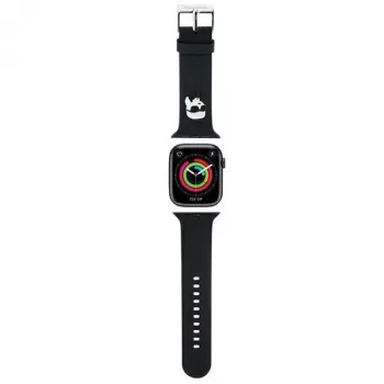 Karl Lagerfeld 3D Rubber Karl Head Watch Strap, Apple Watch 42/44/45/49mm, juoda
