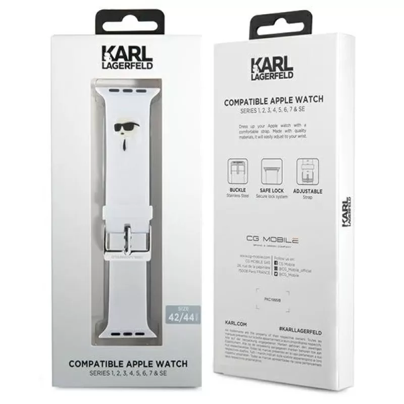 Karl Lagerfeld 3D Rubber Karl Head Apple Watch Strap 42/44/45/49mm White