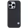 BMW BMHCP15X22RBDK Hardcase Leather Blue Dots dėklas, skirtas iPhone 15 Pro Max 6,7 colio, juodas