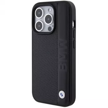 BMW M Collection iPhone 15 Pro Max 6,7 inch Black Hardcase Leather Textured & Stripe