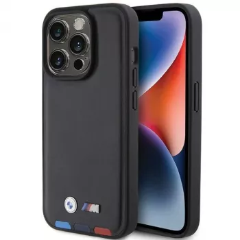 BMW Leather Stamp Tricolor Case, skirta iPhone 15 Pro 6,1 inch juoda