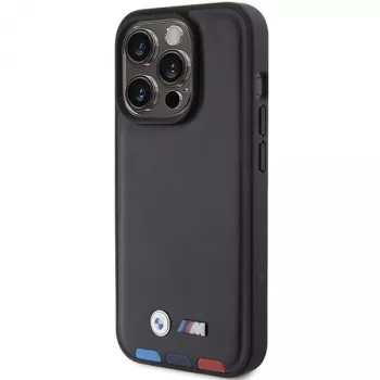 BMW Leather Stamp Tricolor Case, skirta iPhone 15 Pro 6,1 inch juoda