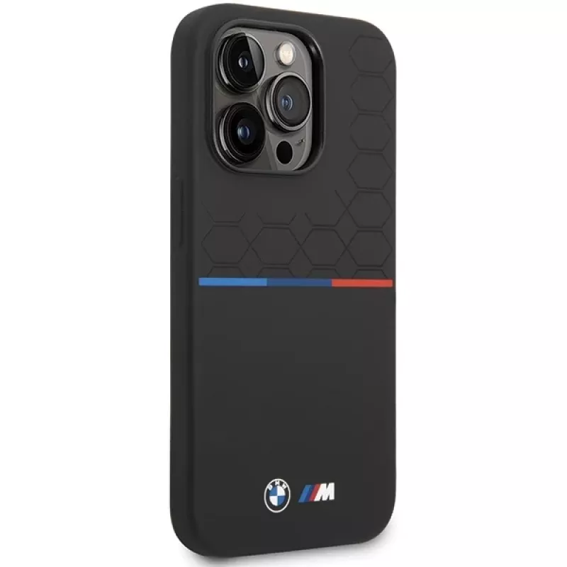 BMW Silicone Pattern Case, skirtas Apple iPhone 15 Pro 6,1 colio, juodas