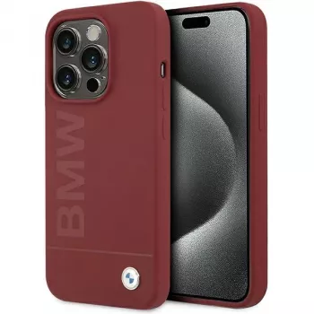 BMW M Collection Silicone Hard Case su MagSafe, skirta Apple iPhone 15 Pro 6,1 inch, raudona, didelis logotipas