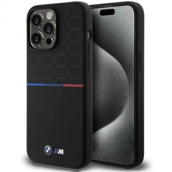 BMW M Silicone Pattern MagSafe Hard Case, iPhone 15 Pro Max 6,7 inch, juoda
