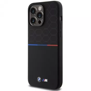 BMW M Silicone Pattern MagSafe Hard Case, iPhone 15 Pro Max 6,7 inch, juoda