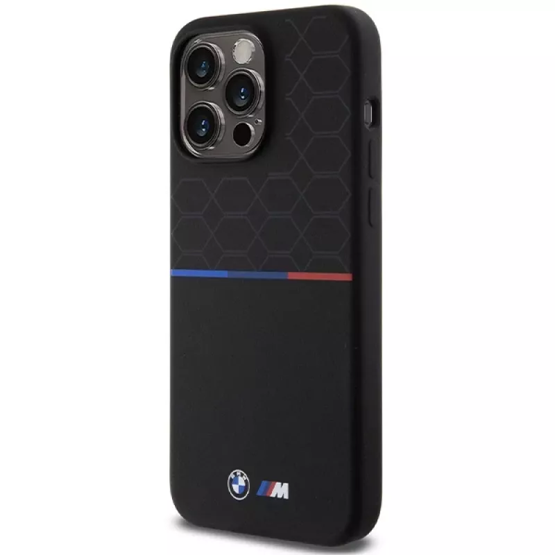 BMW M Silicone Pattern MagSafe Hard Case, iPhone 15 Pro Max 6,7 inch, juoda