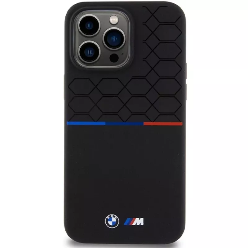 BMW M Silicone Pattern MagSafe Hard Case, iPhone 15 Pro Max 6,7 inch, juoda