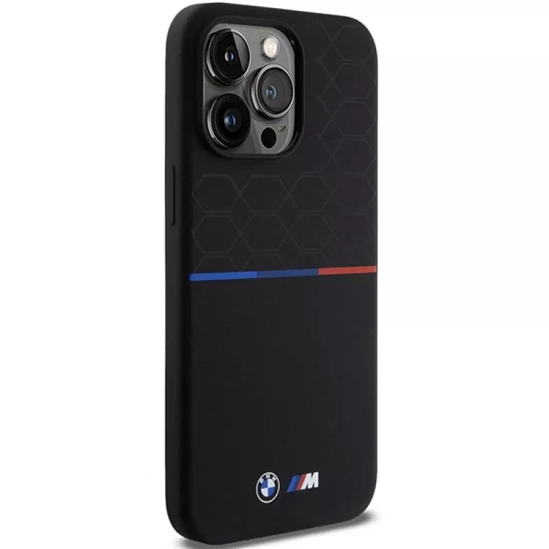 BMW M Silicone Pattern MagSafe Hard Case, iPhone 15 Pro Max 6,7 inch, juoda