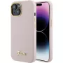 Guess GUHCP15SSMBSLP Silicone Script Metal Logo & Frame Hard Case, skirta Apple iPhone 15 / 14 / 13 6,1 inch - rožinė