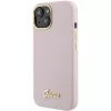 Guess GUHCP15SSMBSLP Silicone Script Metal Logo & Frame Hard Case, skirta Apple iPhone 15 / 14 / 13 6,1 inch - rožinė