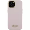 Guess GUHCP15SSMBSLP Silicone Script Metal Logo & Frame Hard Case, skirta Apple iPhone 15 / 14 / 13 6,1 inch - rožinė