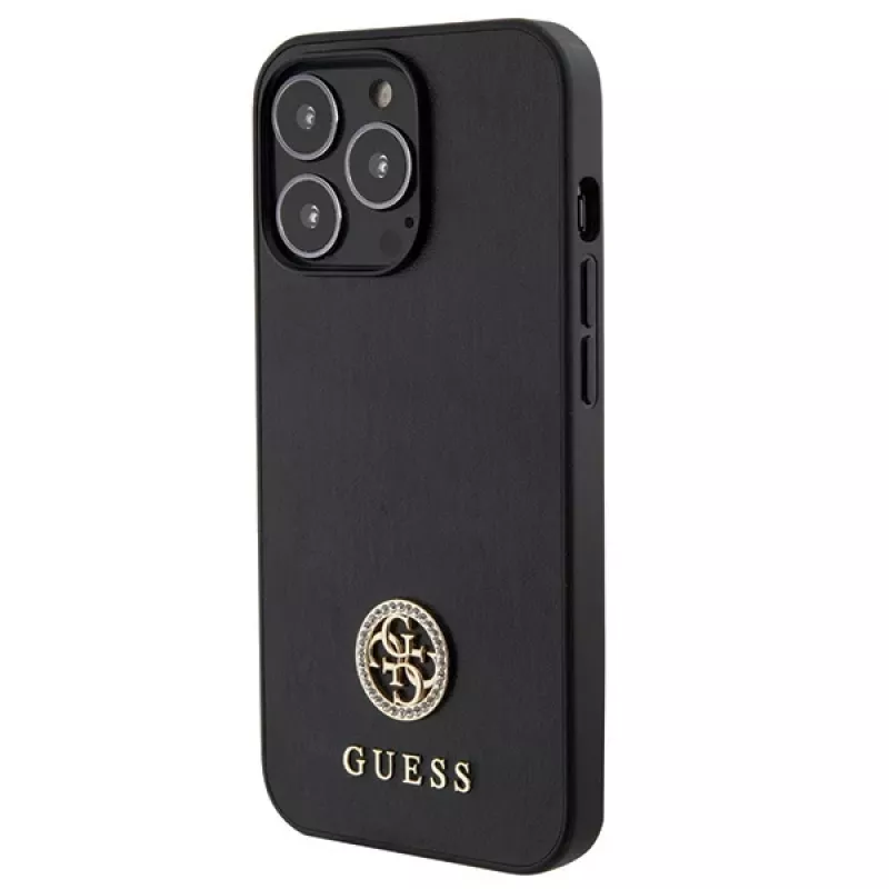 Guess GUHCP13LPS4DGPK Dėklas Apple iPhone 13 Pro 6,1 inch Juodas Strass Metal Logo