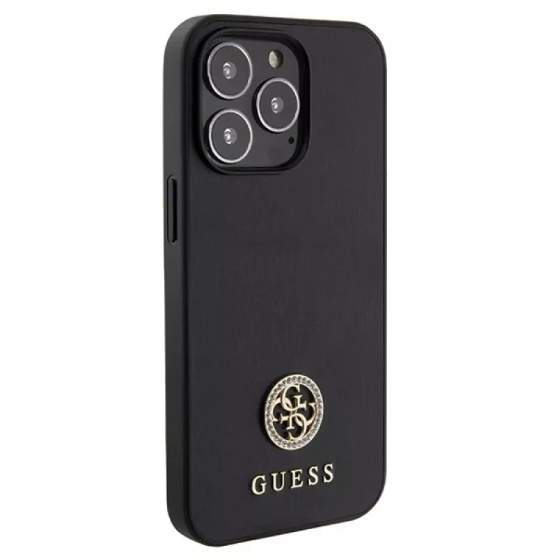 Guess GUHCP13LPS4DGPK Dėklas Apple iPhone 13 Pro 6,1 inch Juodas Strass Metal Logo