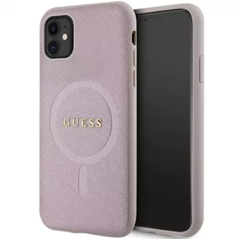 Guess GUHMN61PSAHMCP Hardcase Saffiano MagSafe, skirta iPhone 11 / Xr 6.1, rožinė