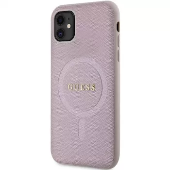 Guess GUHMN61PSAHMCP Hardcase Saffiano MagSafe, skirta iPhone 11 / Xr 6.1, rožinė