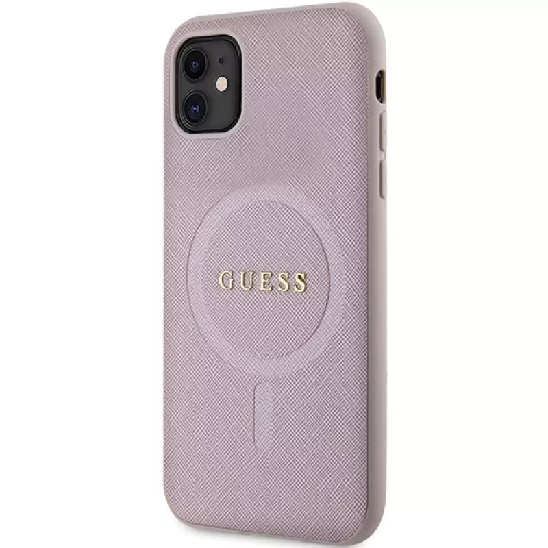 Guess GUHMN61PSAHMCP Hardcase Saffiano MagSafe, skirta iPhone 11 / Xr 6.1, rožinė