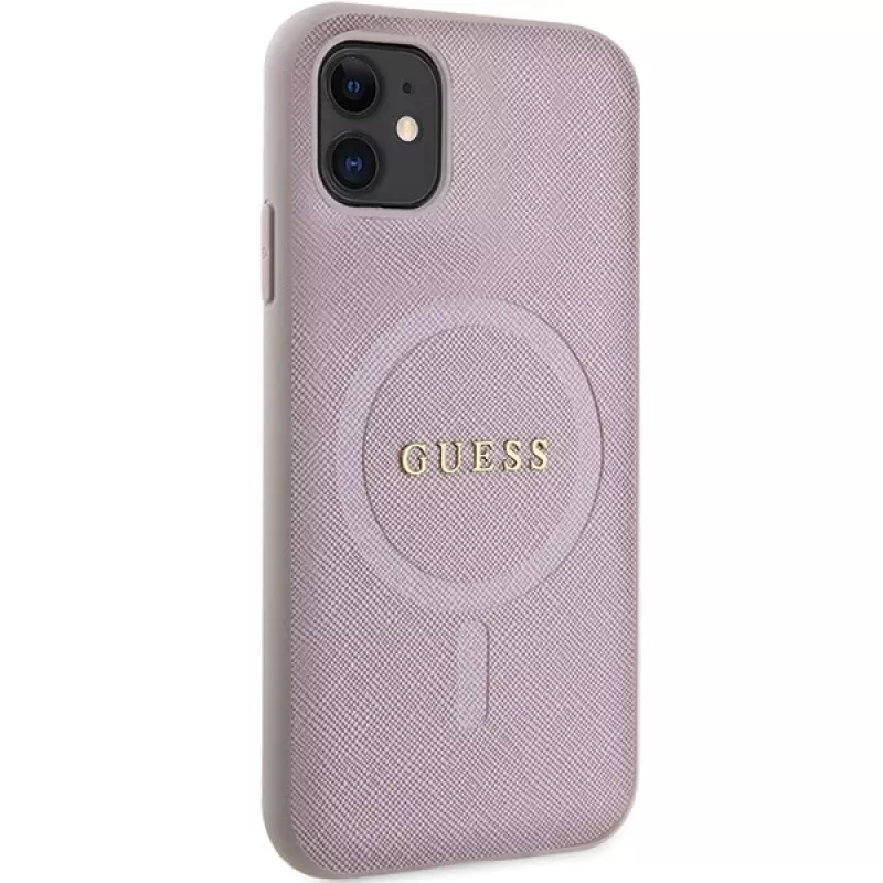 Guess GUHMN61PSAHMCP Hardcase Saffiano MagSafe, skirta iPhone 11 / Xr 6.1, rožinė