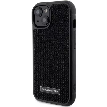 Karl Lagerfeld KLHCP15SHDSPLK iPhone 15 / 14 / 13 6.1 Black Hardcase Rhinestone Logo Metal Plate