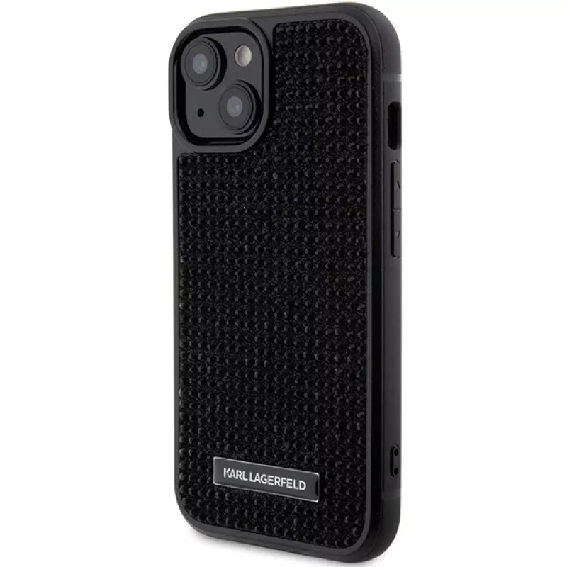 Karl Lagerfeld KLHCP15SHDSPLK iPhone 15 / 14 / 13 6.1 Black Hardcase Rhinestone Logo Metal Plate