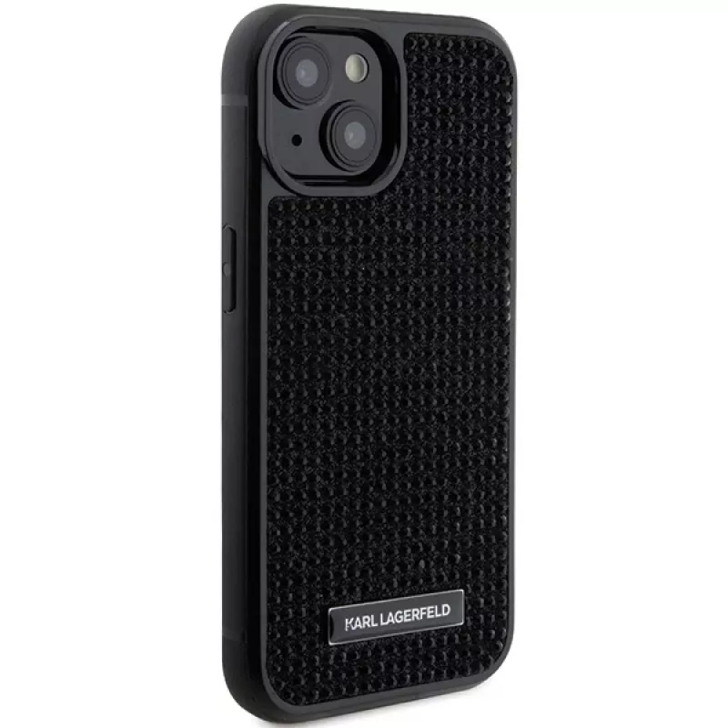 Karl Lagerfeld KLHCP15SHDSPLK iPhone 15 / 14 / 13 6.1 Black Hardcase Rhinestone Logo Metal Plate