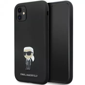 Karl Lagerfeld Ikonik Metal Pin Silicone Case, skirta Apple iPhone 11 / iPhone XR 6,1 inch juoda
