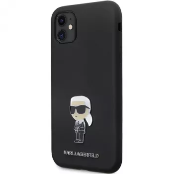 Karl Lagerfeld Ikonik Metal Pin Silicone Case, skirta Apple iPhone 11 / iPhone XR 6,1 inch juoda