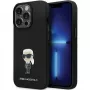 Karl Lagerfeld KLHCP14XSMHKNPK Silicone Ikonik Metal Pin Back Cover, skirta Apple iPhone 14 Pro Max 6.7, juoda