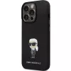 Karl Lagerfeld KLHCP14XSMHKNPK Silicone Ikonik Metal Pin Back Cover, skirta Apple iPhone 14 Pro Max 6.7, juoda