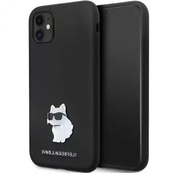 Karl Lagerfeld KLHCN61SMHCNPK Hardcase Silicone Case with Metal Pin, skirta iPhone 11 / XR 6.1, juoda
