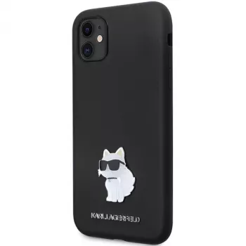 Karl Lagerfeld KLHCN61SMHCNPK Hardcase Silicone Case with Metal Pin, skirta iPhone 11 / XR 6.1, juoda