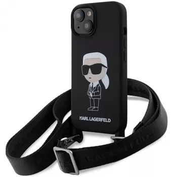 Karl Lagerfeld KLHCP15SSCBSKNK iPhone 15 / 14 / 13 6.1 „Hard Case“ Black Crossbody Silicone Ikonik