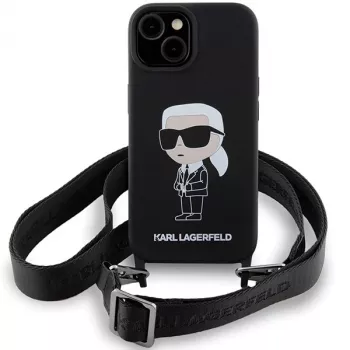 Karl Lagerfeld KLHCP15SSCBSKNK iPhone 15 / 14 / 13 6.1 „Hard Case“ Black Crossbody Silicone Ikonik