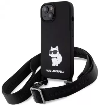 Karl Lagerfeld KLHCP15SSCBSCNK iPhone 15 / 14 / 13 6.1 Hardcase Black Crossbody Silicone Choupette