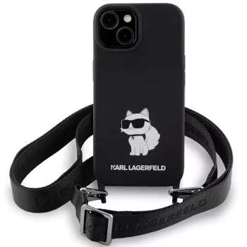 Karl Lagerfeld KLHCP15SSCBSCNK iPhone 15 / 14 / 13 6.1 Hardcase Black Crossbody Silicone Choupette