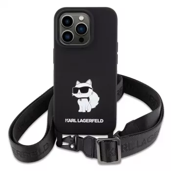 Karl Lagerfeld KLHCP15XSCBSCNK iPhone 15 Pro Max 6,7 inch Hardcase Black Crossbody Silicone Choupette